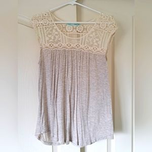 Maurices Light Grey Button Back Top